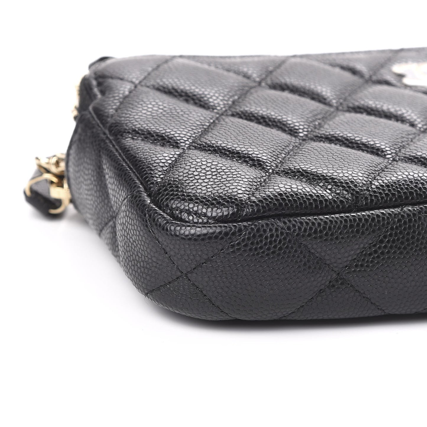 Caviar Quilted Small Clutch With Chain Black