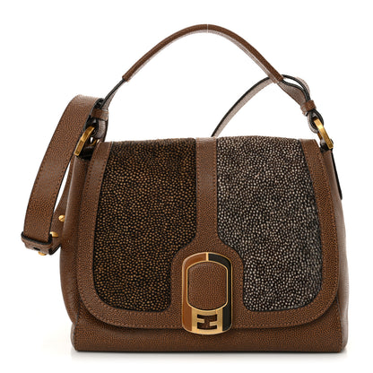Fendi Stingray Calf Hair Colorblock Anna Shoulder Bag Brown 1 of 14