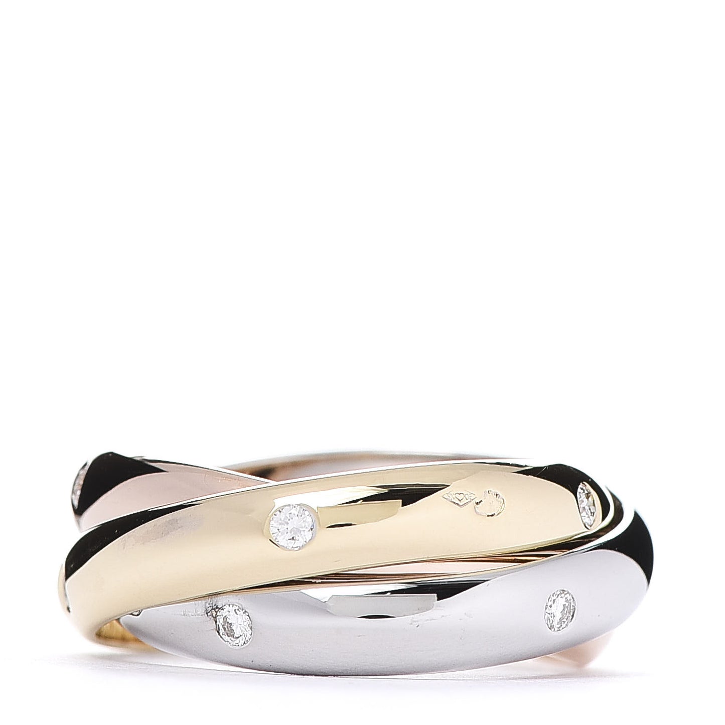 18K Pink Yellow White Gold Diamond Trinity Ring 52 6