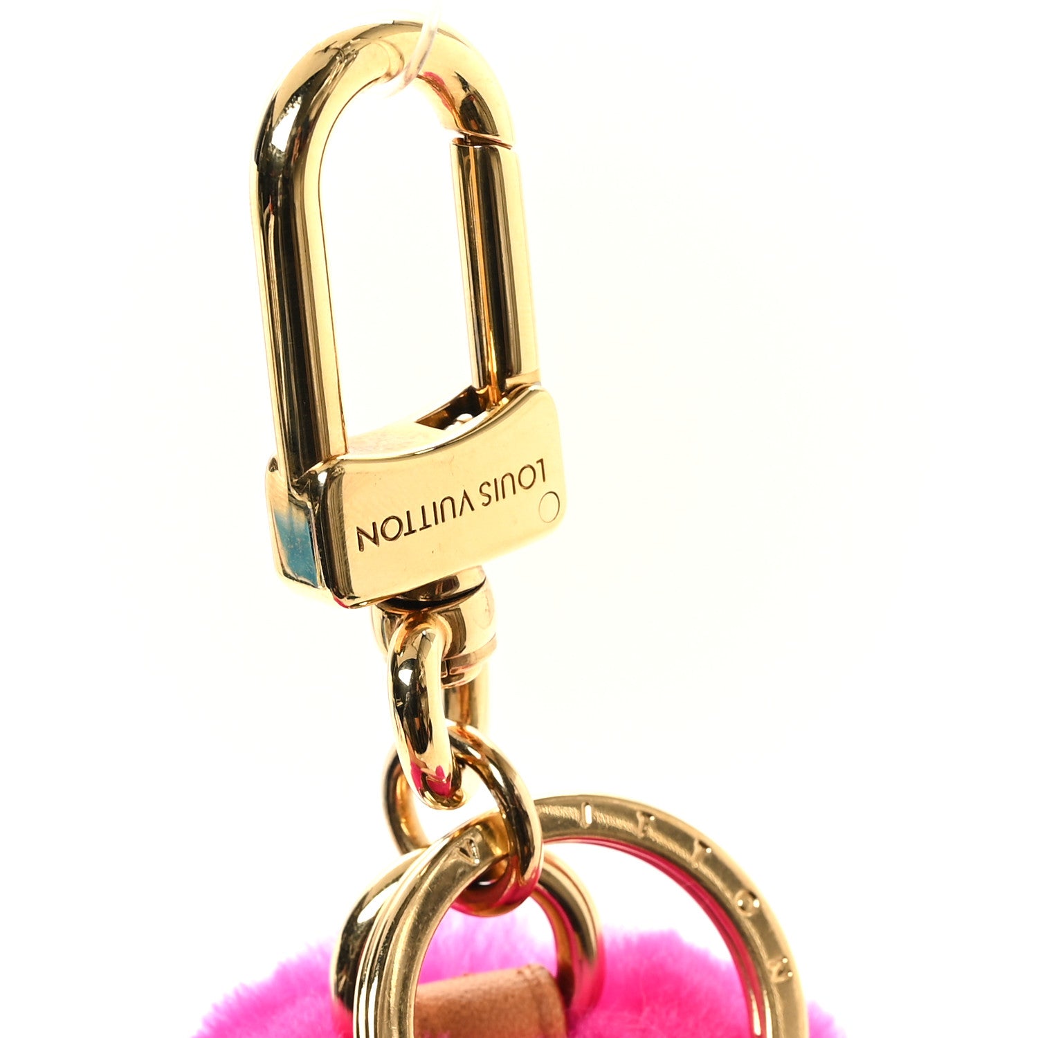 Louis Vuitton Mink Fur Vivienne Vision Bag Charm Key Holder Pink Beige 3 of 3