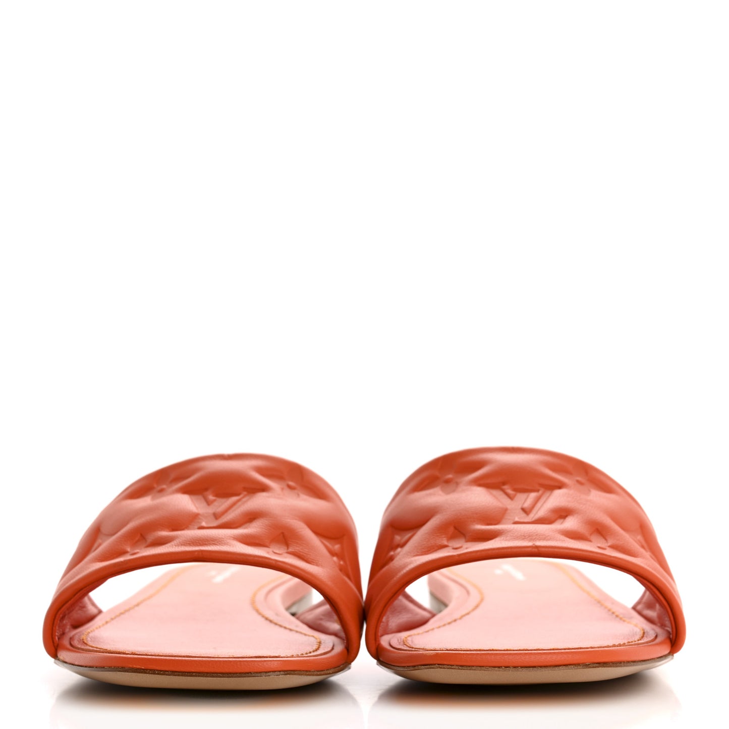 Lambskin Embossed Monogram Revival Flat Mules 36 Orange