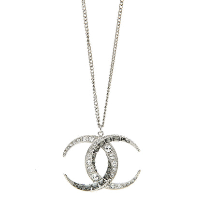 Chanel Baguette Crystal Moon CC Necklace Silver 5 of 6