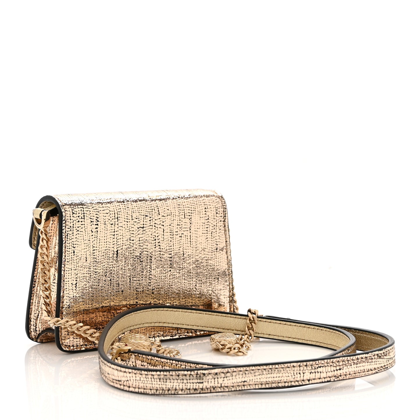Metallic Calfskin Serpenti Forever Micro Bag  Gold