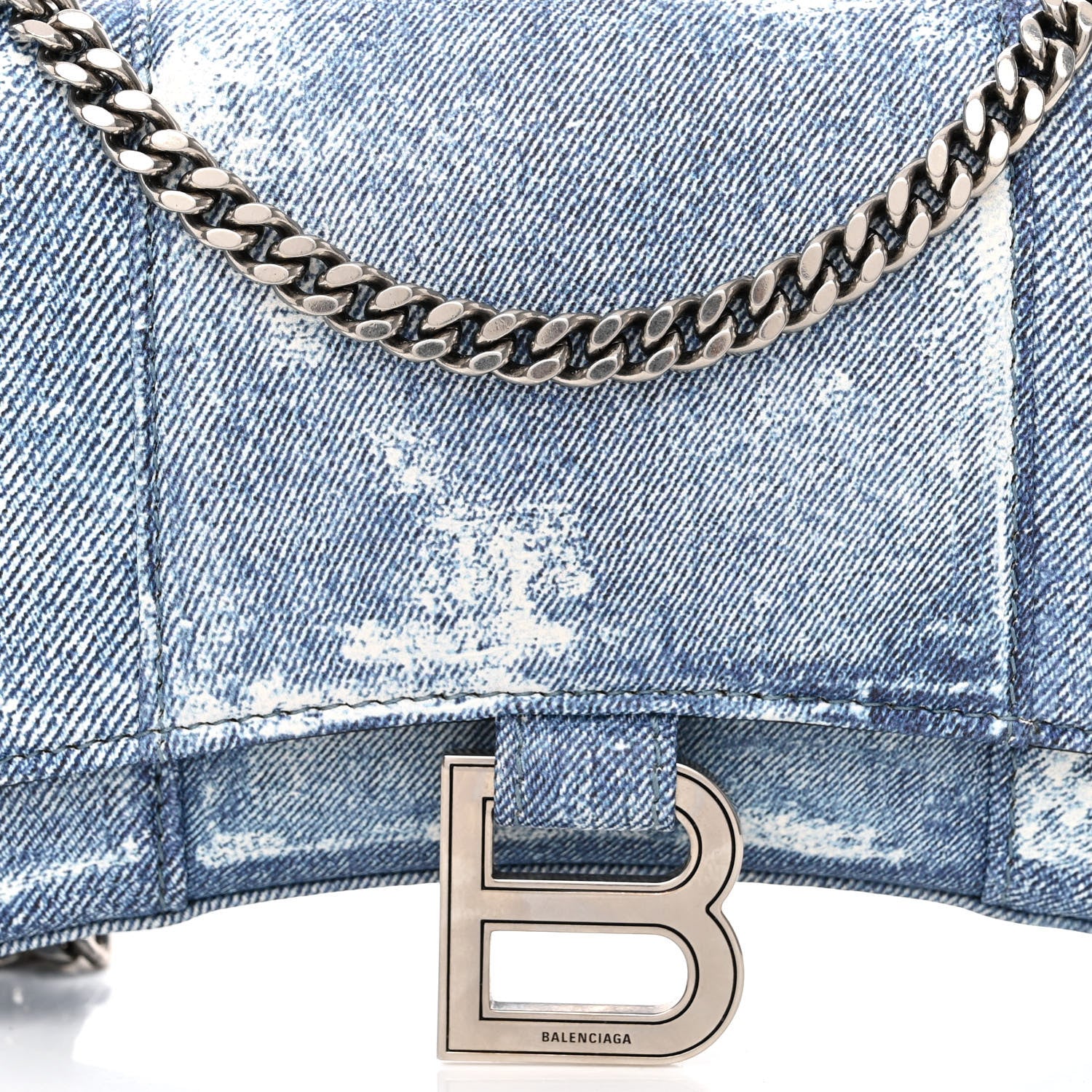 Balenciaga Nappa Denim Printed Hourglass Chain Bag Denim Blue 7 of 9
