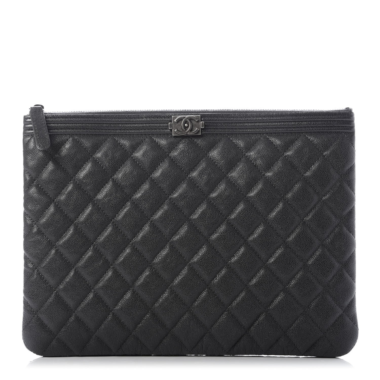 Chanel Iridescent Caviar Quilted Medium Boy Cosmetic Case Grey 1 of 7
