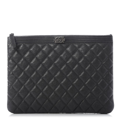Chanel Iridescent Caviar Quilted Medium Boy Cosmetic Case Grey 1 of 7