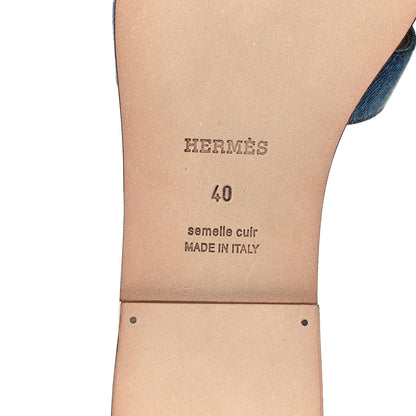 Hermes Denim Canvas Oran Sandals 40 Bleu Clair 6 of 8