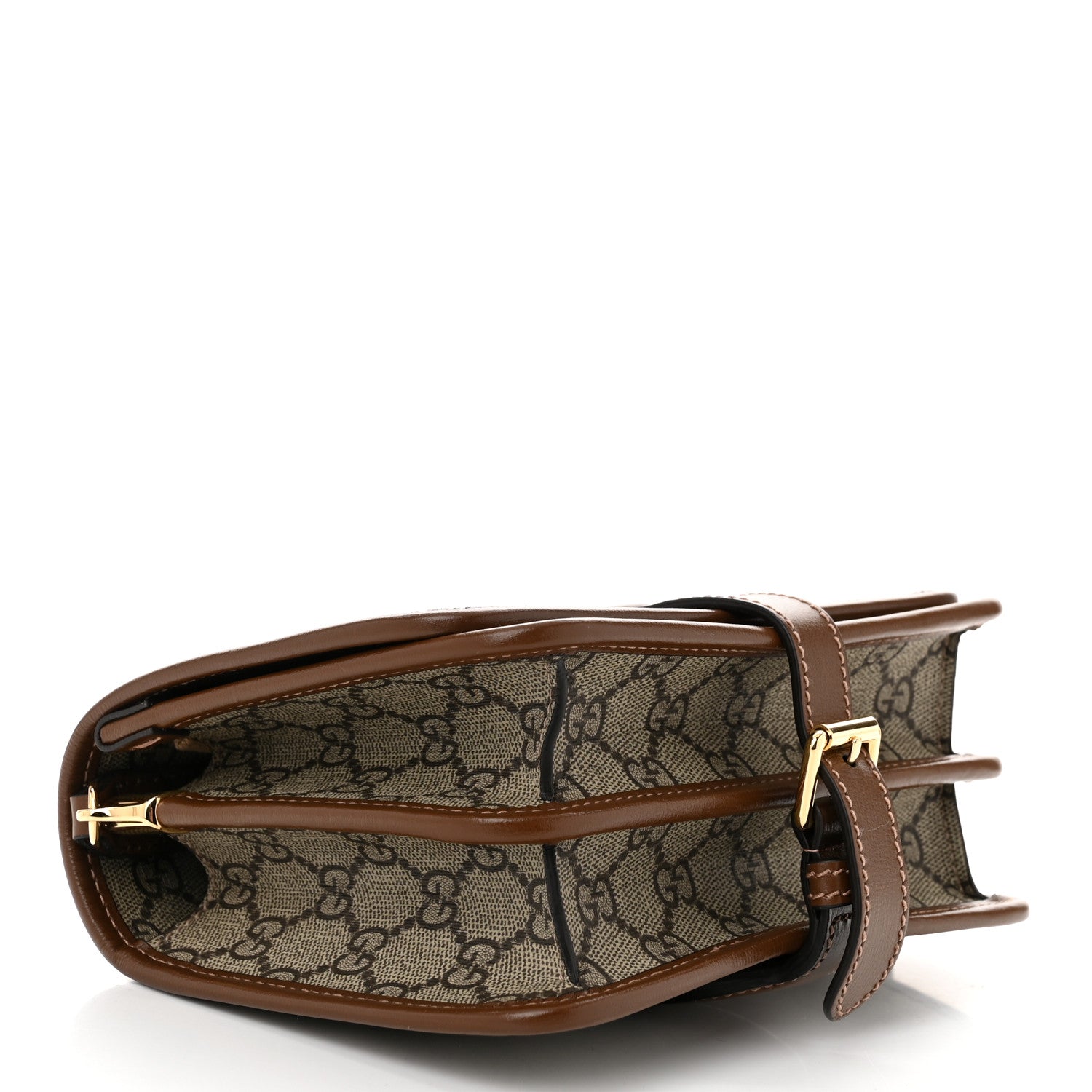 Gucci GG Supreme Monogram Azalea Calfskin Mini Retro Interlocking G Flap Shoulder Bag Beige Ebony Brown Sugar 4 of 10