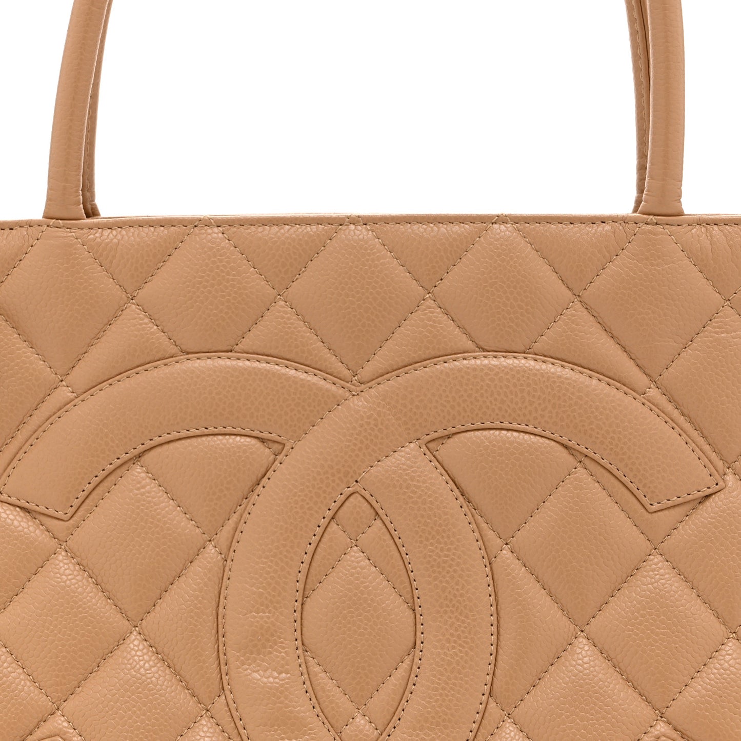 Caviar Quilted Medallion Tote Beige