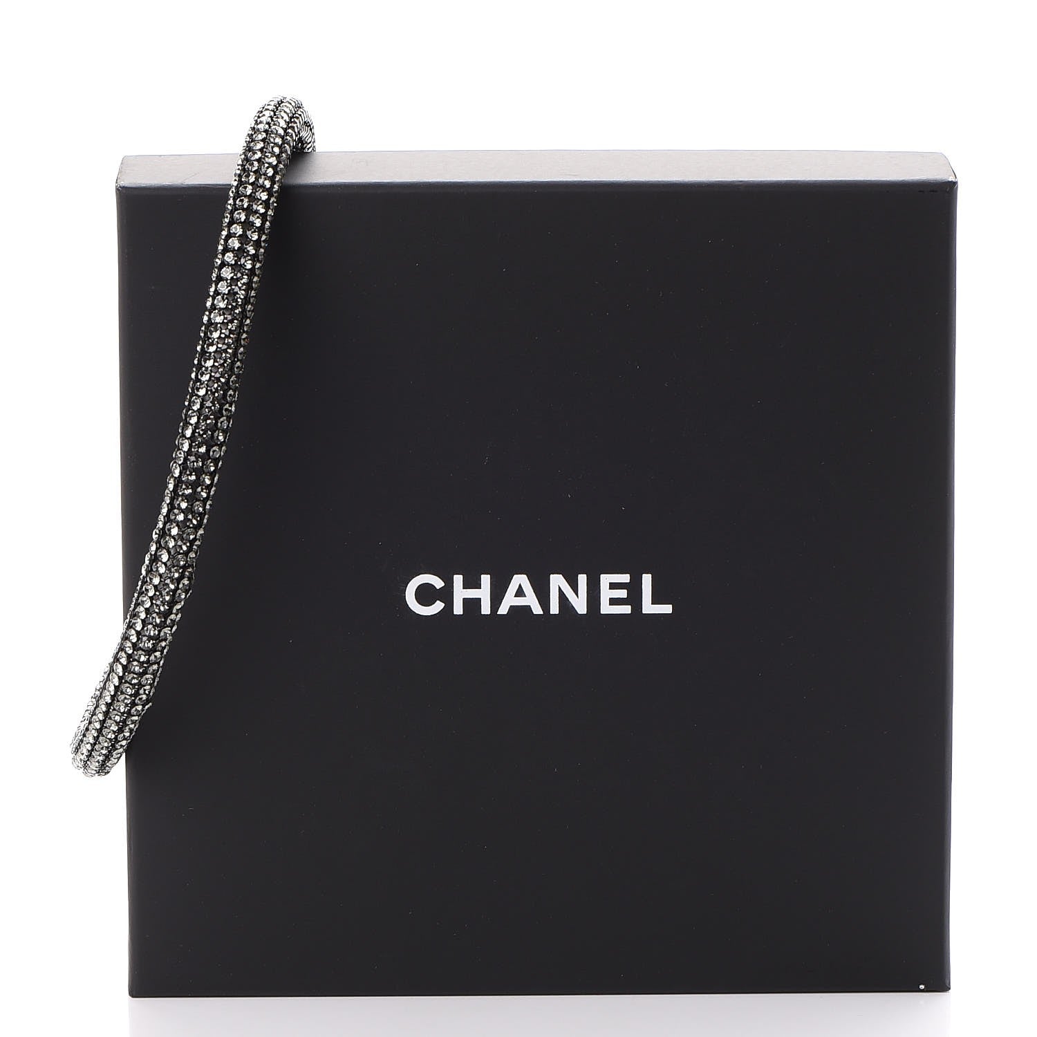 Chanel Crystal CC Logo Choker Necklace Dark Grey 5 of 5