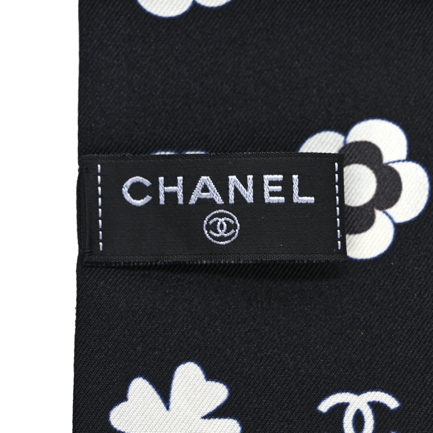 Silk Clover CC Slim Bandeau Scarf Black White