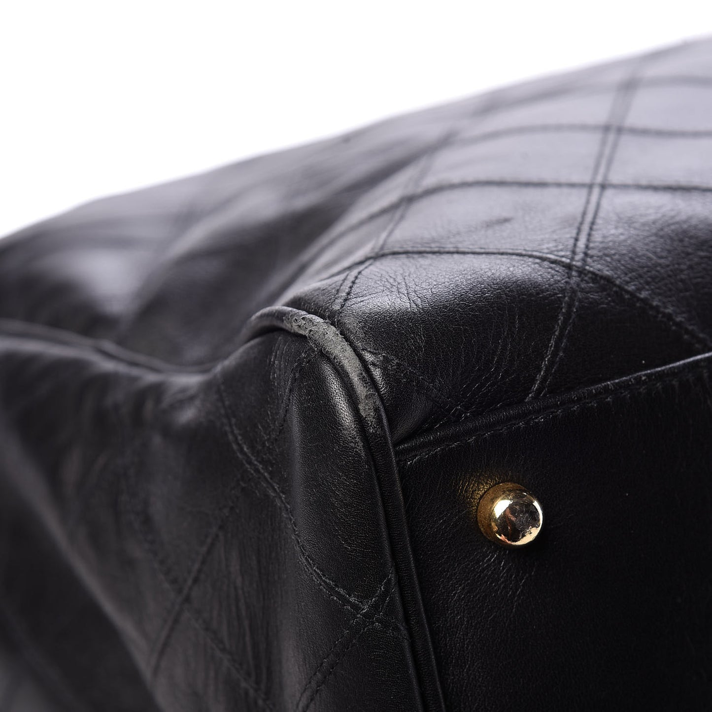 Calfskin Diamond Stitched Duffle Bag Black
