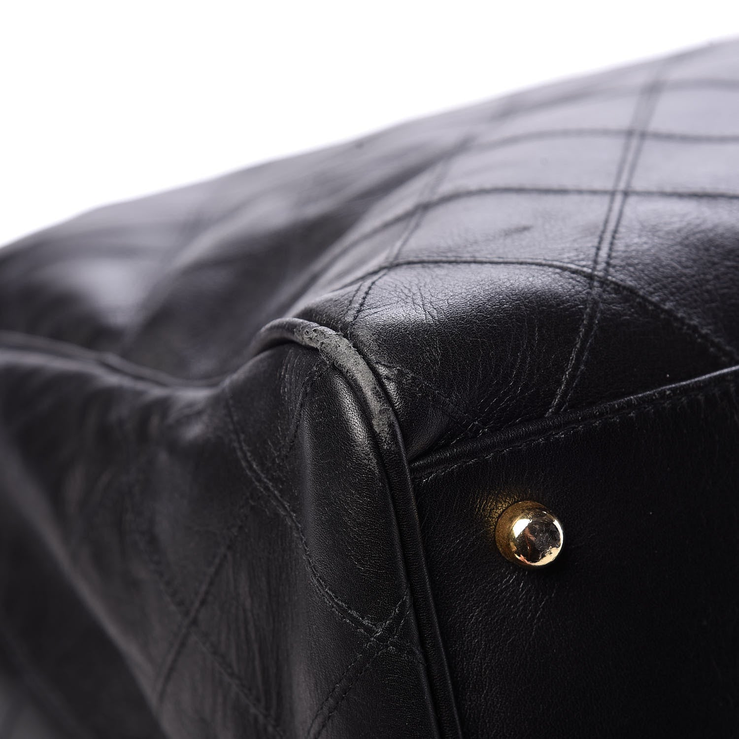 Chanel Calfskin Diamond Stitched Duffle Bag Black 14 of 23