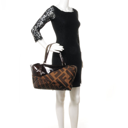 Fendi Patent Zucca To You Satchel Tobacco 2 of 8