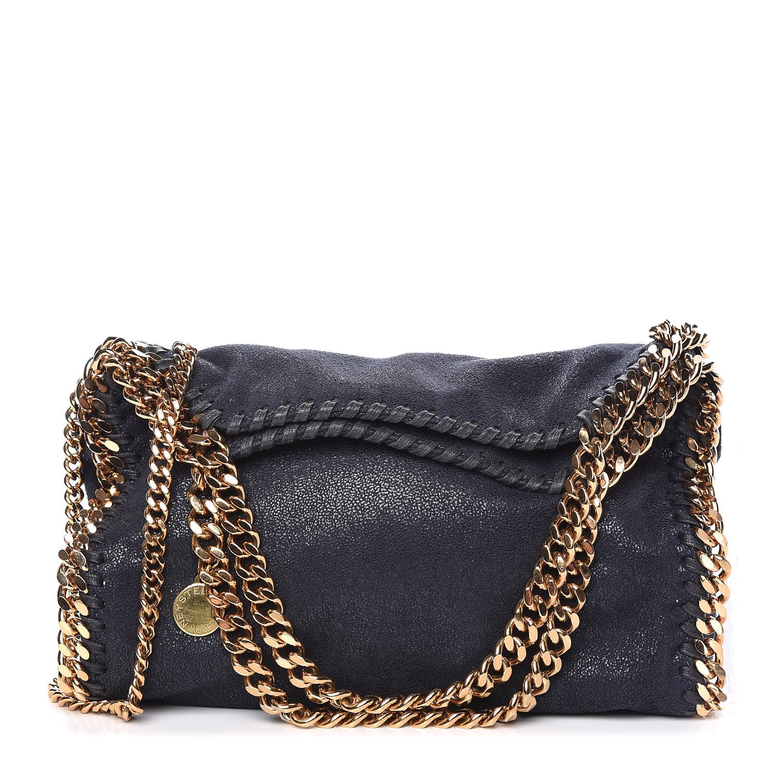 Stella McCartney Shaggy Deer Mini Falabella Fold Over Tote Navy 1 of 10