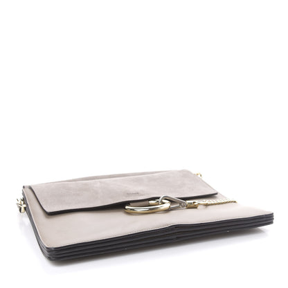 Chloe Calfskin Suede Medium Faye Shoulder Bag Motty Grey 4 of 9