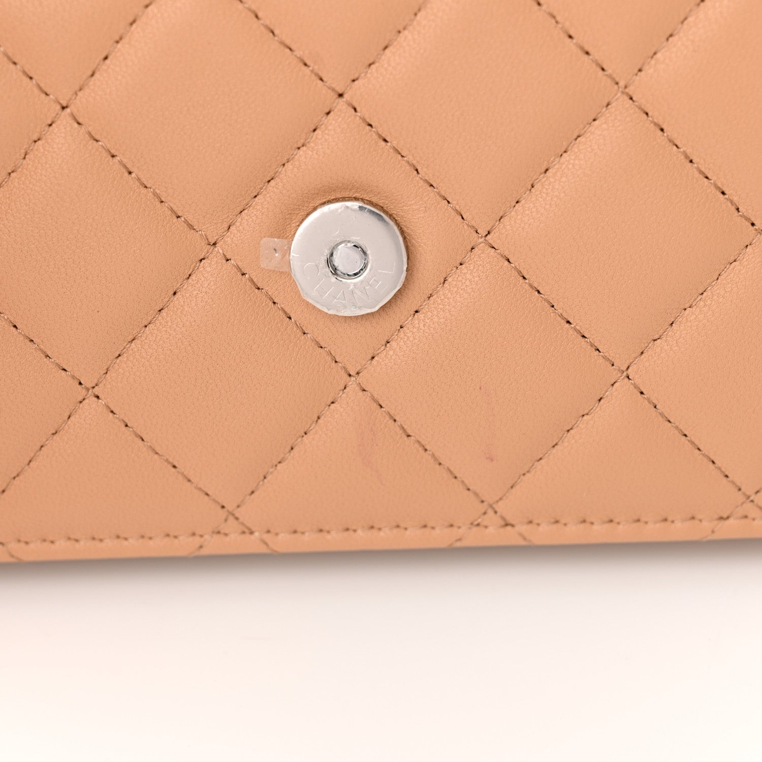 Chanel Lambskin Enamel Quilted Wallet on Chain WOC Beige 12 of 13