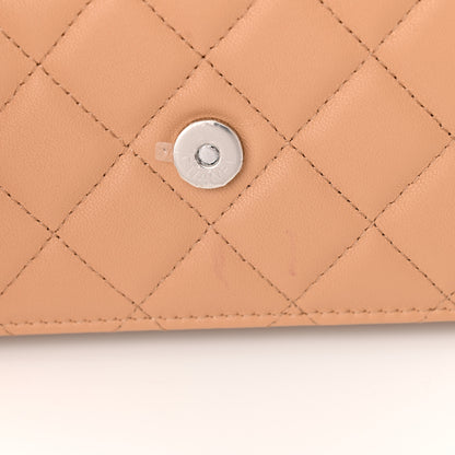 Chanel Lambskin Enamel Quilted Wallet on Chain WOC Beige 12 of 13