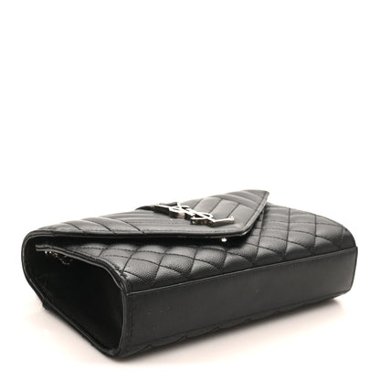 Saint Laurent Grain De Poudre Textured Mixed Matelasse Triquilt Small Monogram Satchel Black 4 of 11