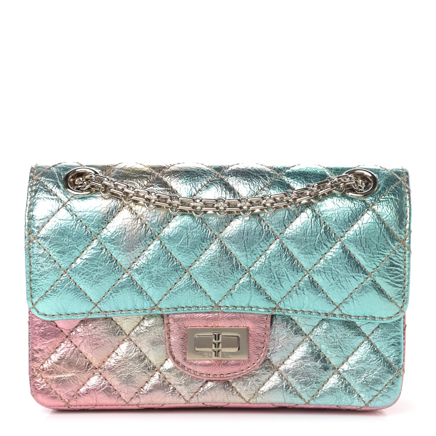 Metallic Goatskin Quilted Mini 2.55 Reissue Flap Multicolor