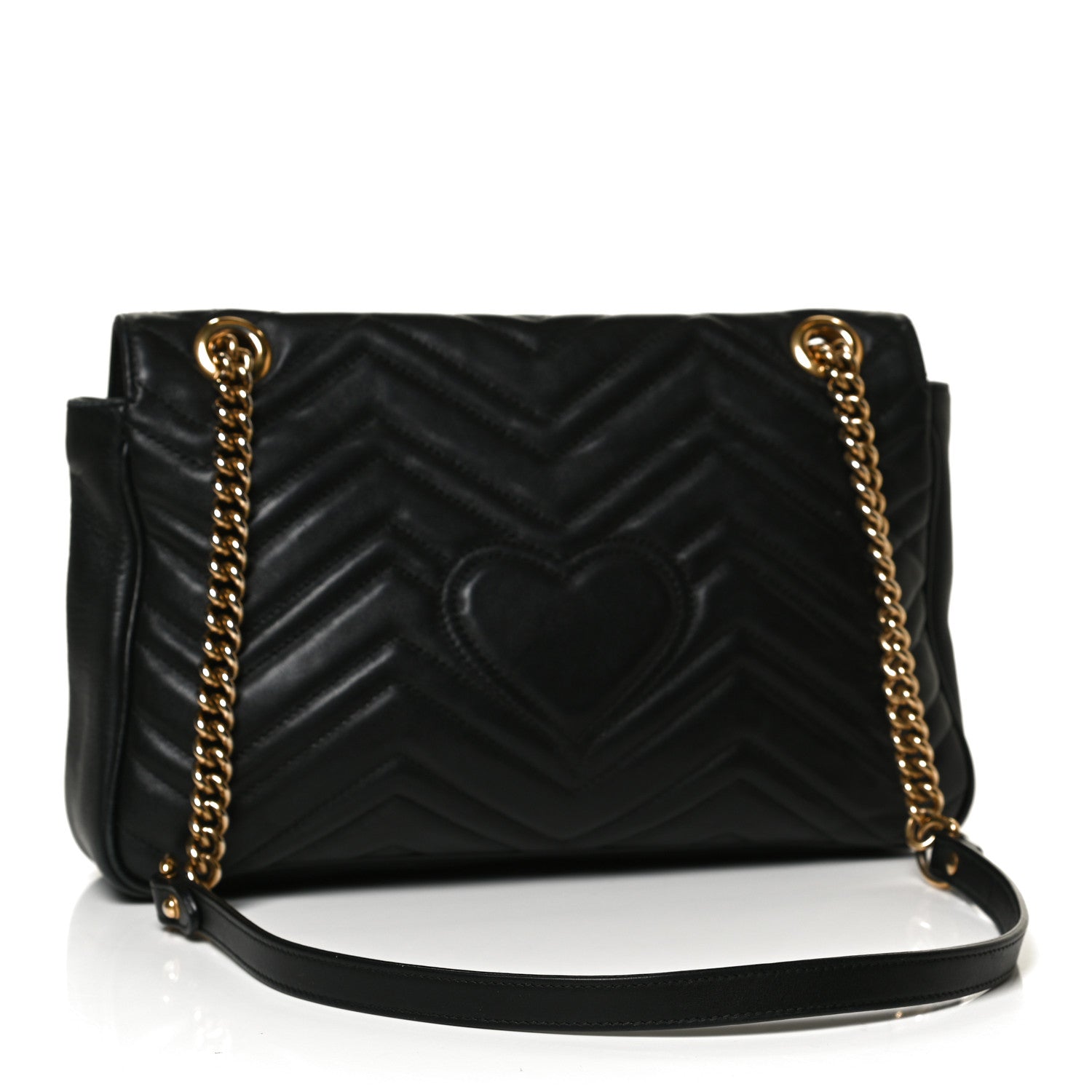 Gucci Calfskin Matelasse Medium GG Marmont Shoulder Bag Black 3 of 13