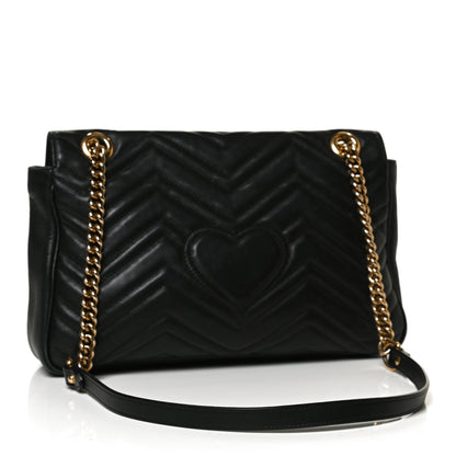 Gucci Calfskin Matelasse Medium GG Marmont Shoulder Bag Black 3 of 13