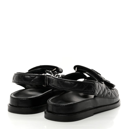 Chanel Lambskin Quilted Velcro Dad Sandals 37 So Black 4 of 9