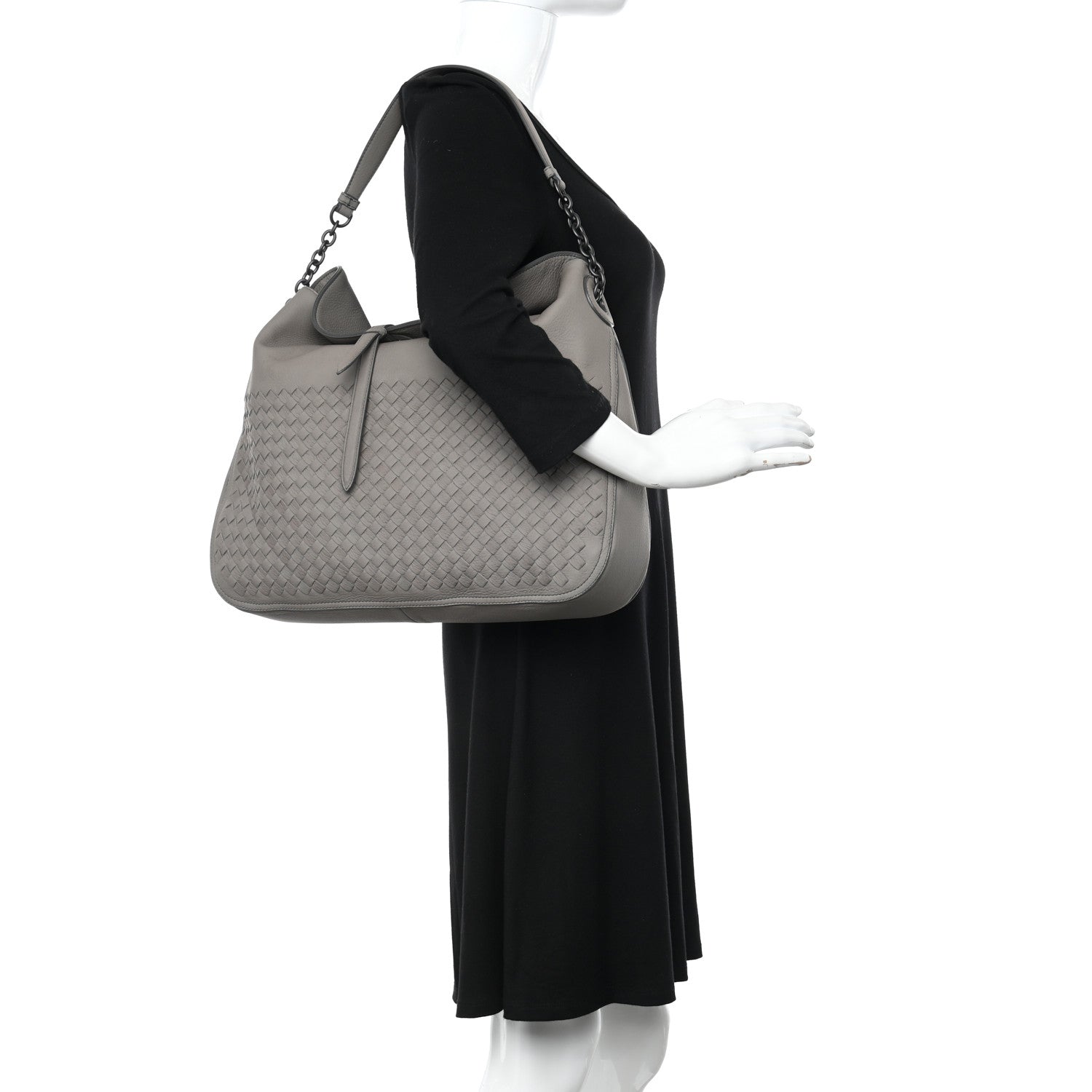 Bottega Veneta Cervo Intrecciato Flap Top Hobo Steel 3 of 16