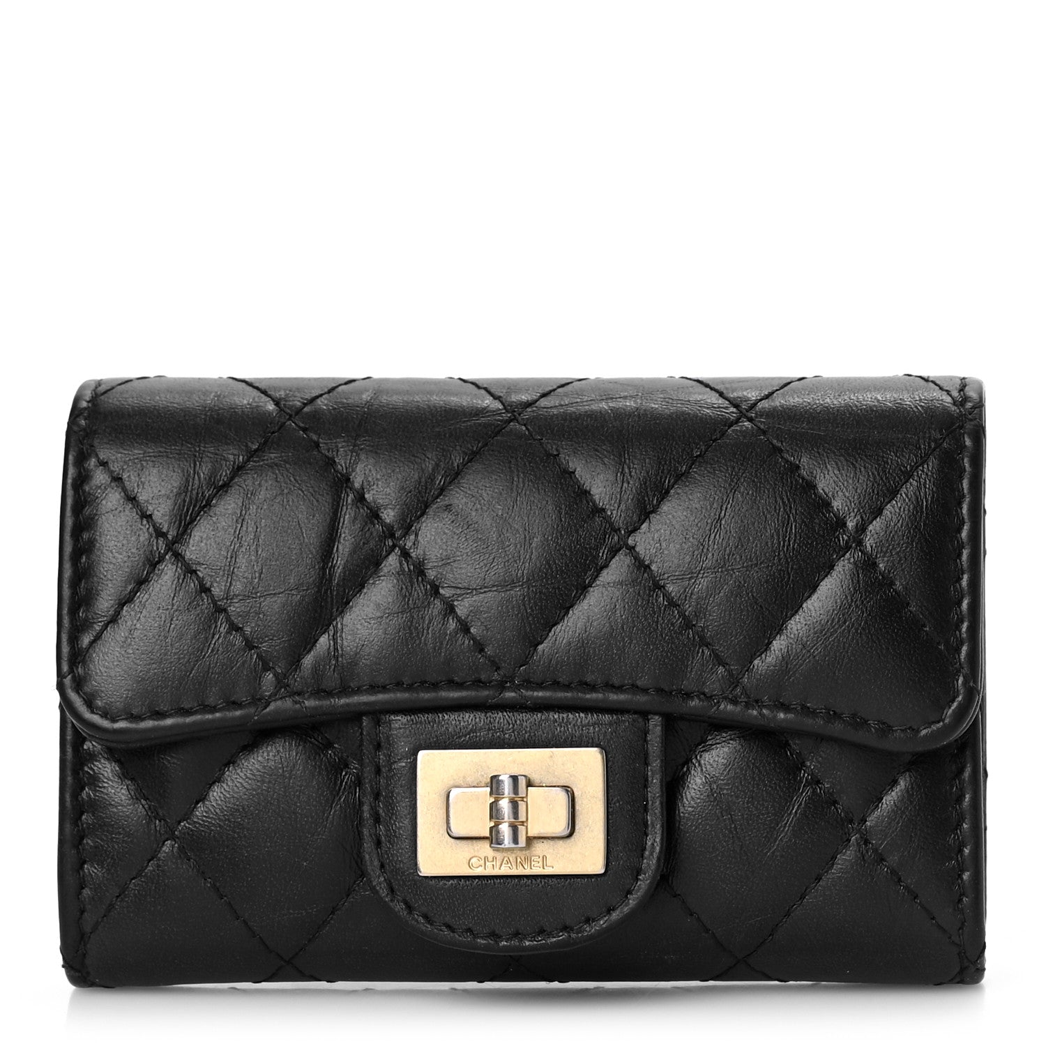 Chanel Aged Calfskin Quilted Reissue Flap Card Holder Black 1 of 12