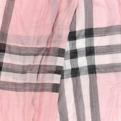 Burberry Wool Silk Gauze Giant Check Scarf Alabaster Pink 3 of 5
