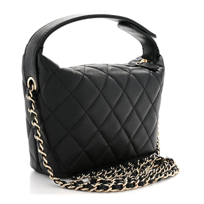 Chanel Caviar Quilted Hobo Clutch With Chain Black 3 of 11