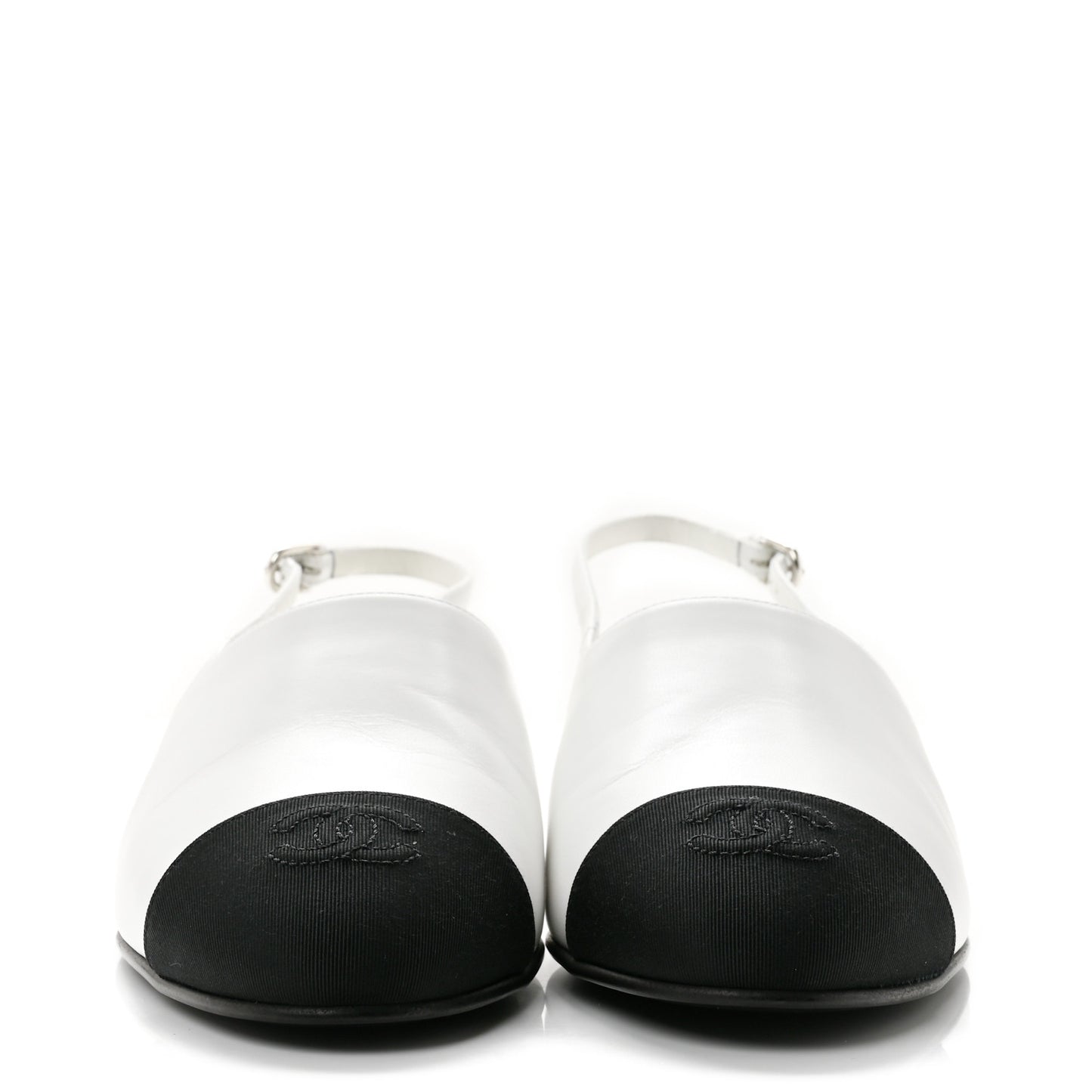 Goatskin Grosgrain Cap Toe CC Slingback Pumps 39 Black