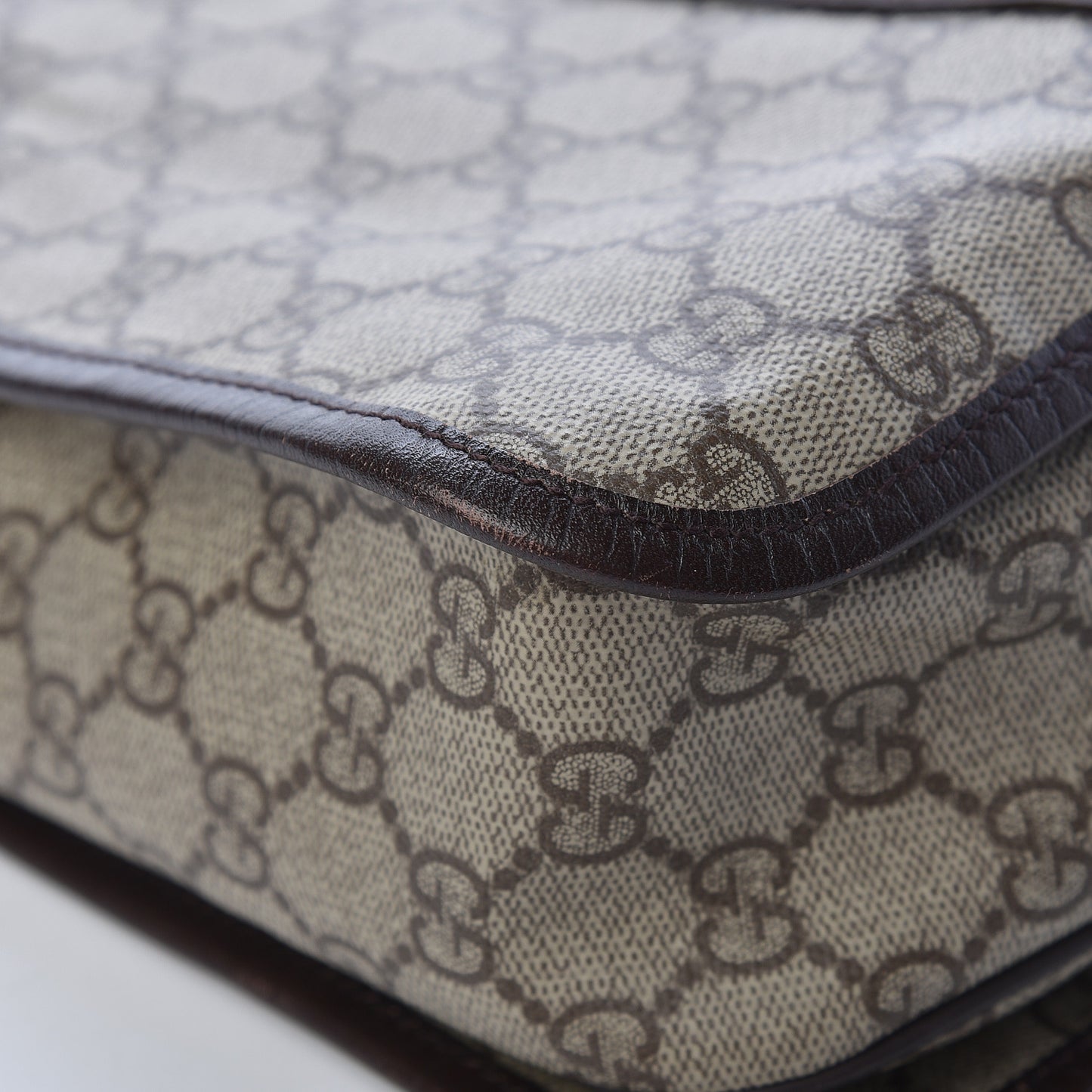 GG Plus Monogram Web Large Flap Messenger Bag Beige Dark Brown