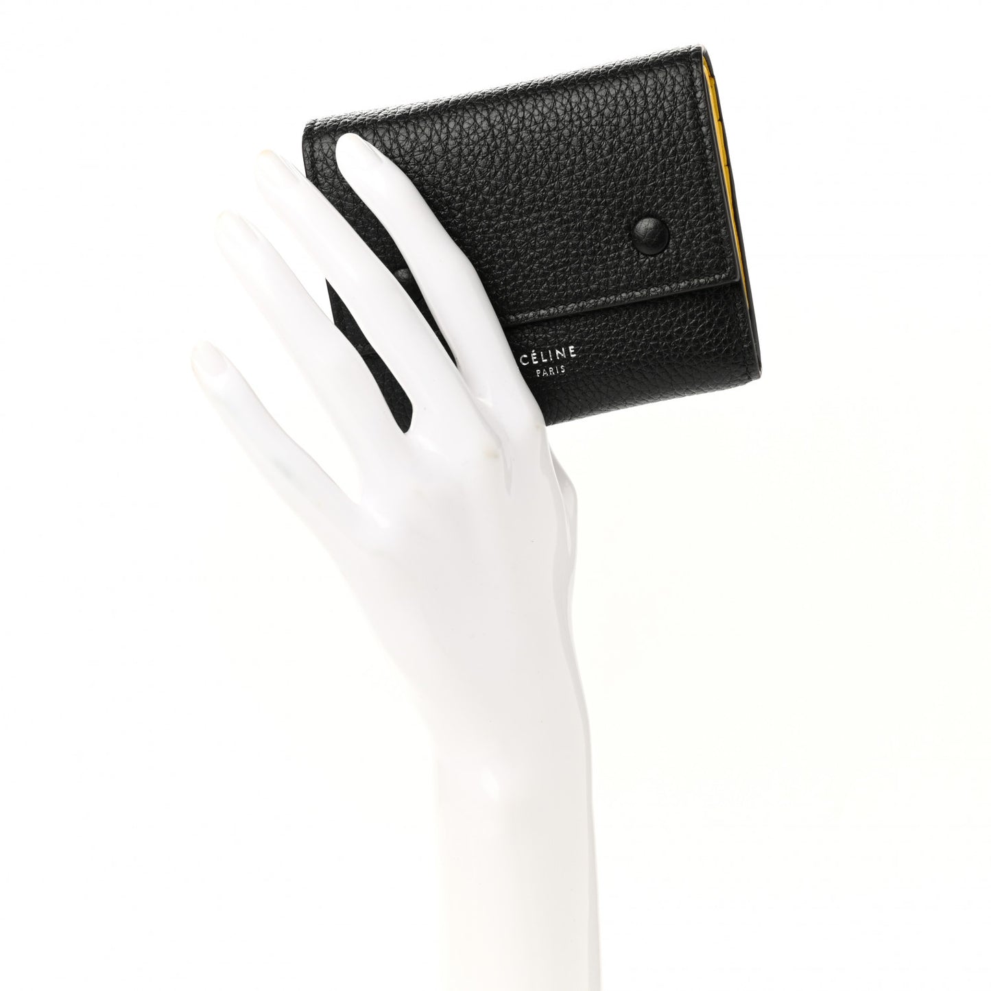 Drummed Calfskin Small Multifunction Folded Wallet Black