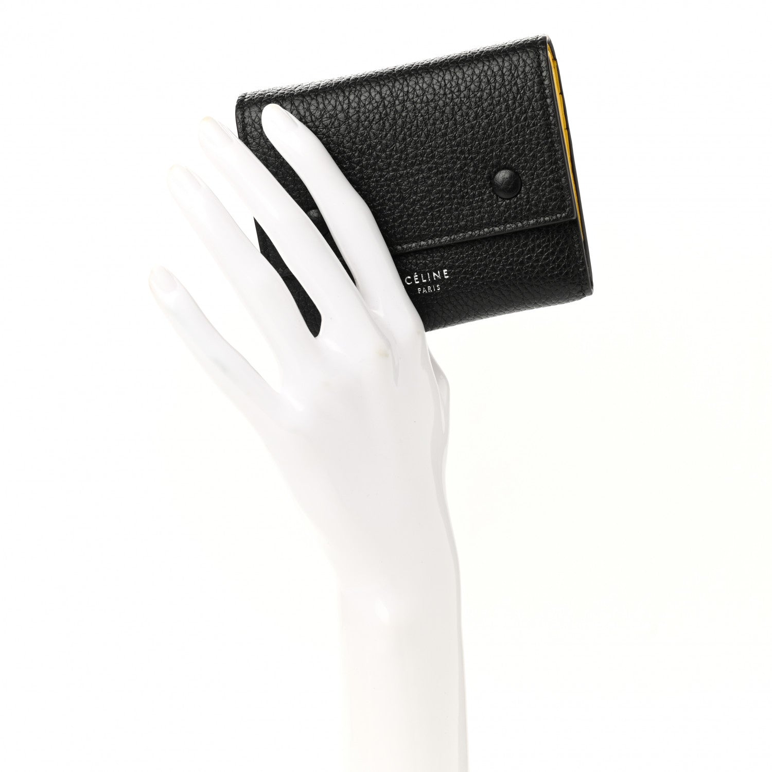 Celine Drummed Calfskin Small Multifunction Folded Wallet Black 2 of 8