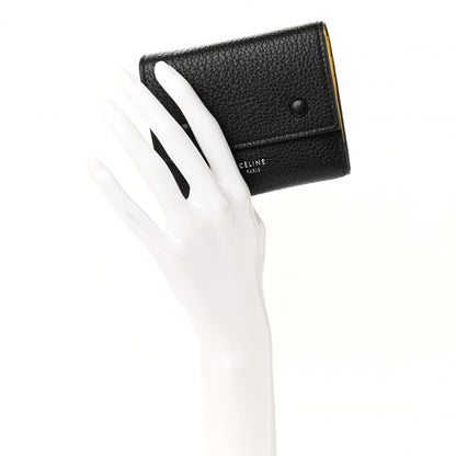 Celine Drummed Calfskin Small Multifunction Folded Wallet Black 2 of 8
