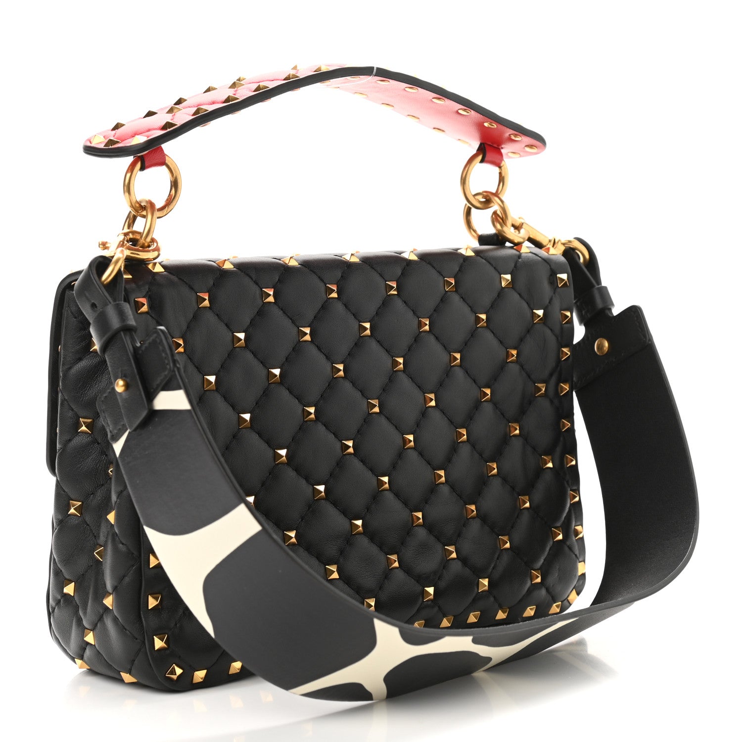Valentino Garavani Nappa Medium Rockstud Spike Shoulder Bag Black Rouge Pur 2 of 8