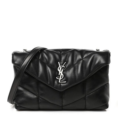 Saint Laurent Lambskin Quilted Toy Loulou Puffer Monogram Chain Satchel Black 1 of 8