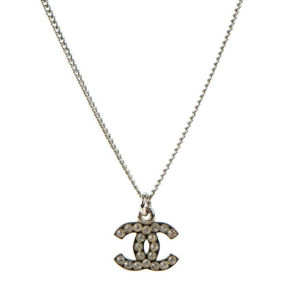 Chanel Crystal Timeless CC Necklace Silver 1 of 4