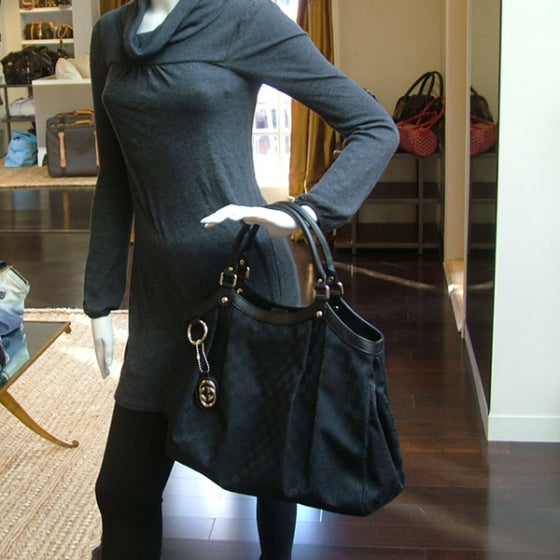 Gucci Monogram GG Large Sukey Tote Black 2 of 9