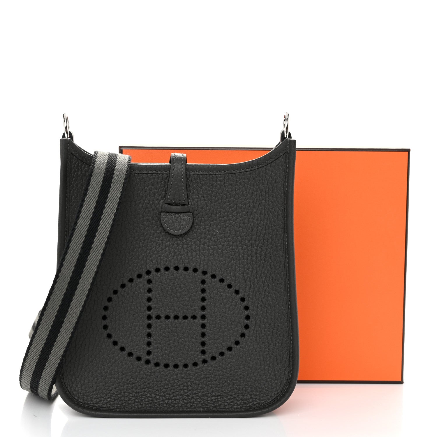 Hermes Taurillon Clemence Amazone Evelyne TPM Gris Meyer Black 13 of 13