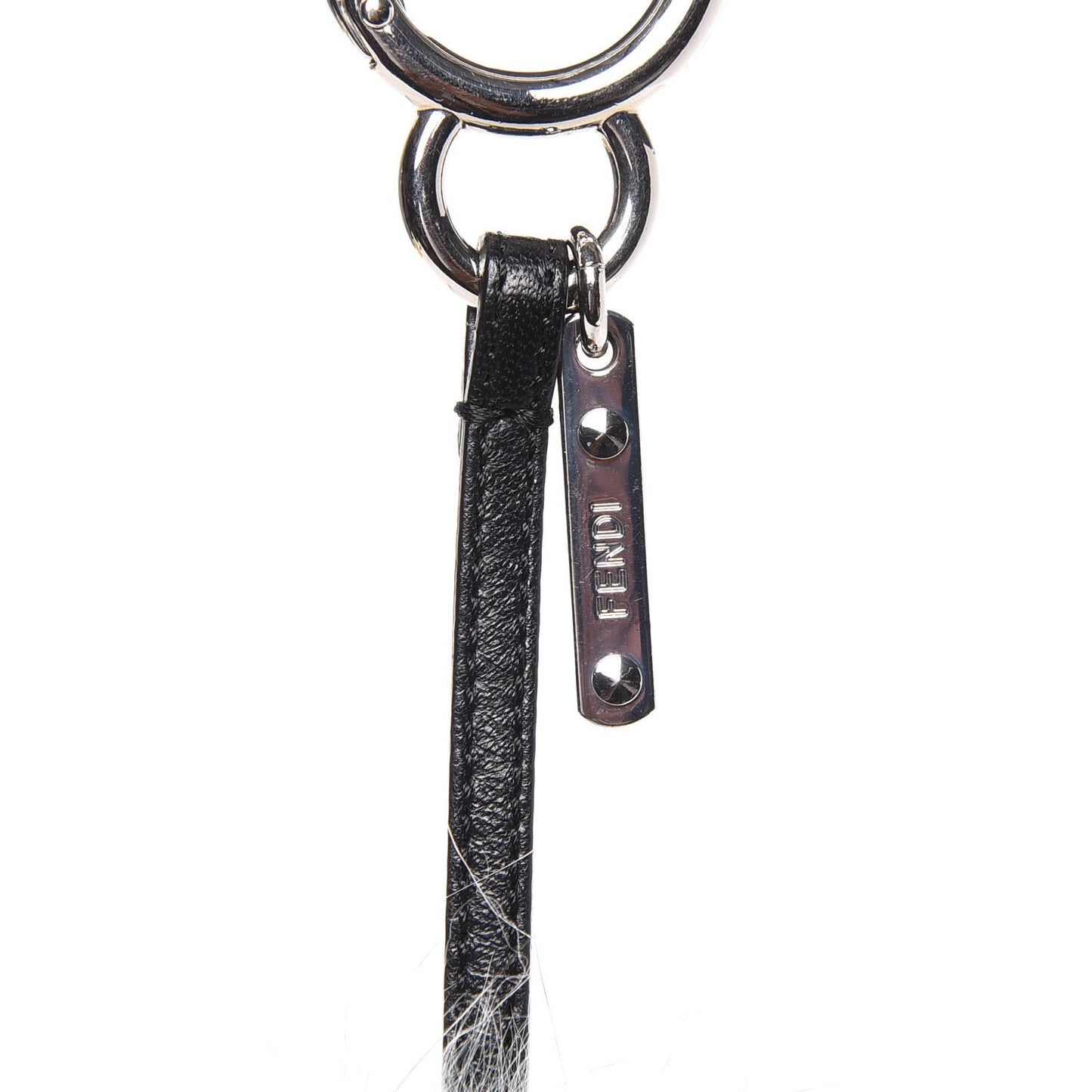 Mink Fox Goat Fur Mini Karlito Bag Charm Black White Arancio