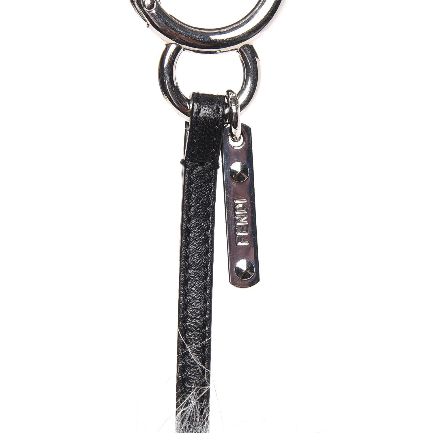 Fendi Mink Fox Goat Fur Mini Karlito Bag Charm Black White Arancio 4 of 6