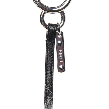 Fendi Mink Fox Goat Fur Mini Karlito Bag Charm Black White Arancio 4 of 6
