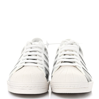 Prada X ADIDAS Brushed Calfskin Logo Mens Superstar Sneakers 8.5 Silver White 2 of 9