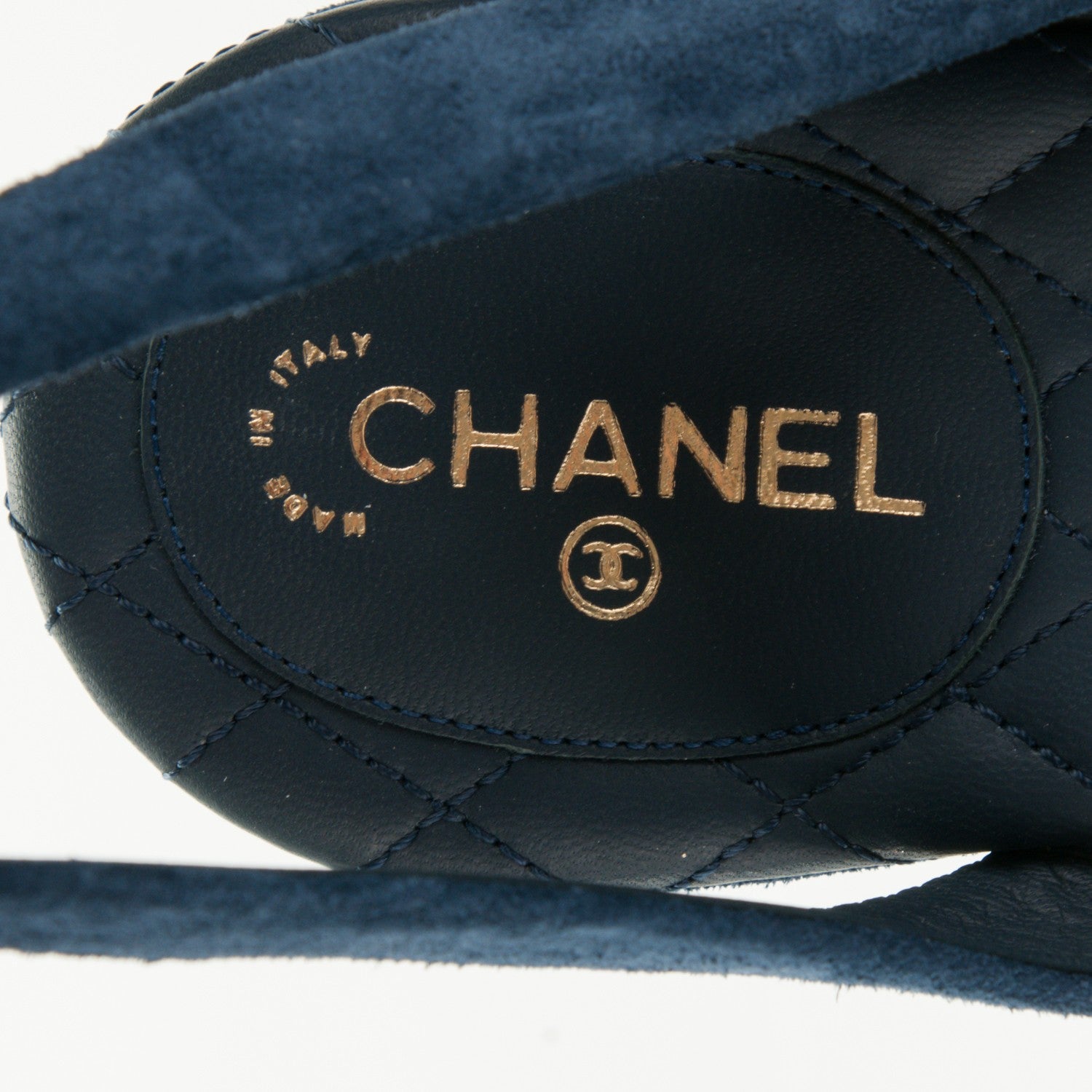 Chanel Suede Calfskin Platform Wedge Sandals 37.5 Blue 7 of 8