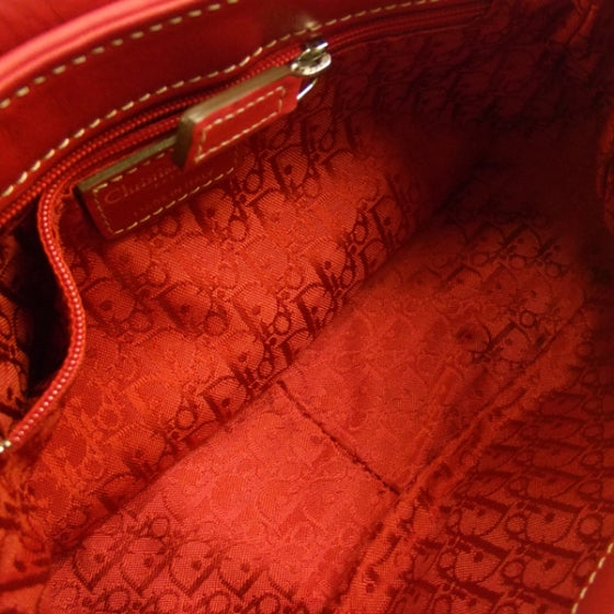 Christian Dior Leather Logo Flap Bag Red 6 of 8