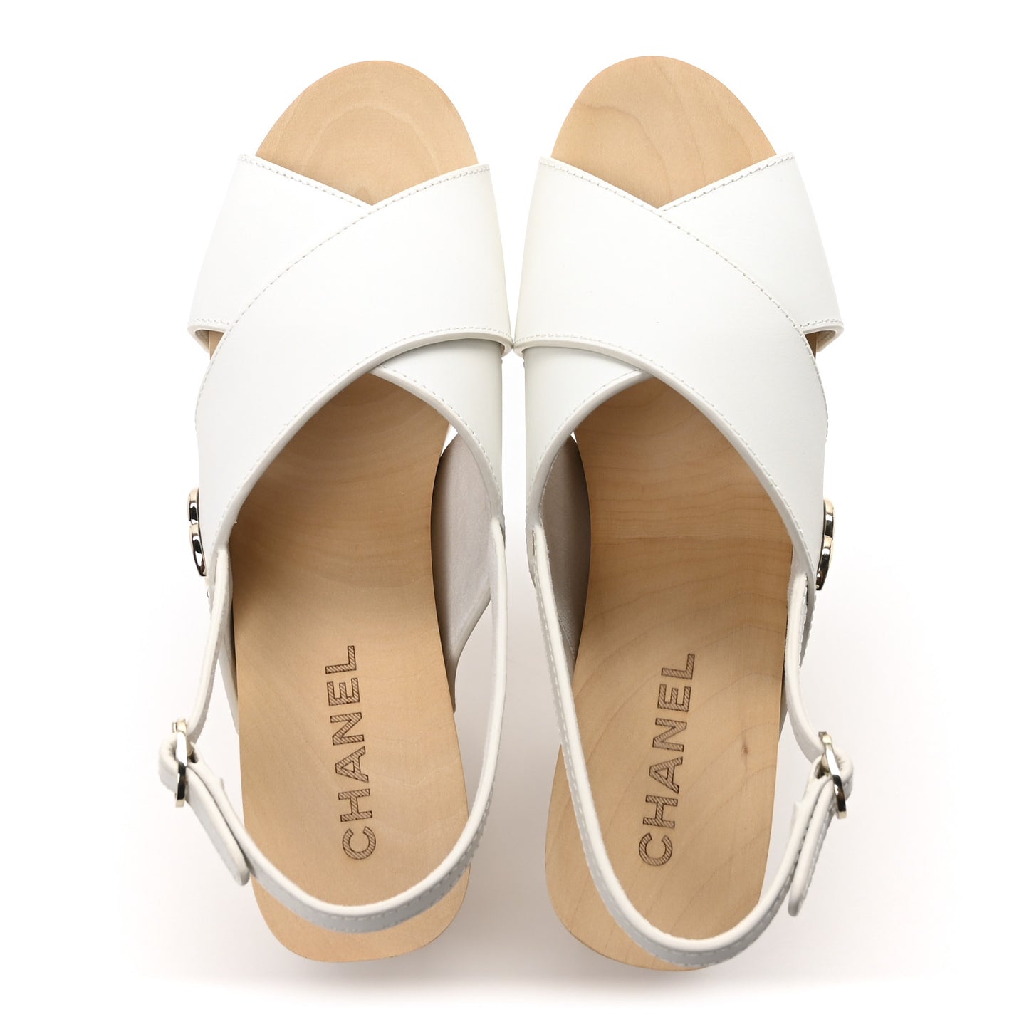 Calfskin Studded Slingback Clog Sandals 40 White