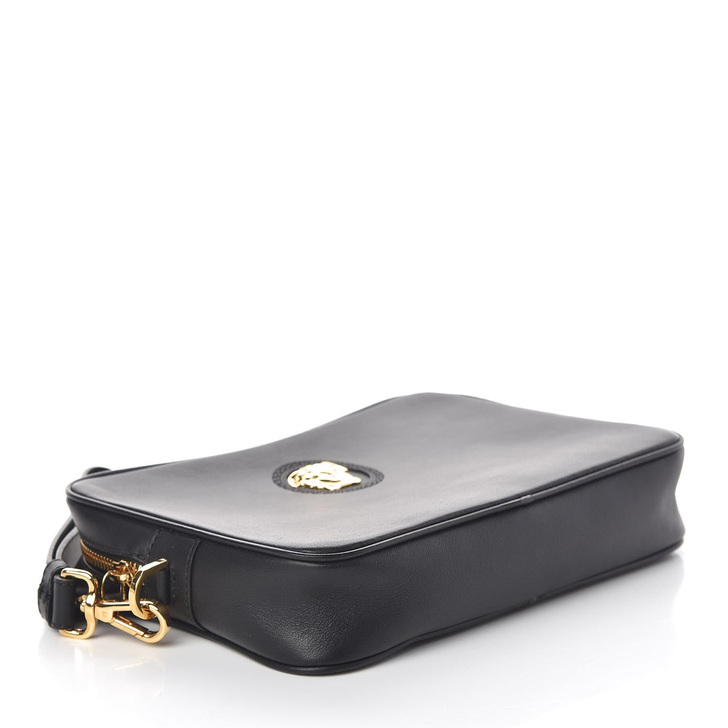 Calfskin Medusa Head Wrist Pochette Black