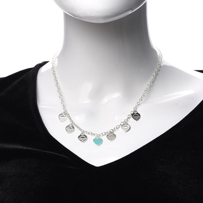 Tiffany Sterling Silver Enamel Return to Tiffany Multi Heart Charm Necklace Blue 2 of 6